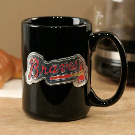 Atlanta Braves Black 15oz. Pewter Logo Ceramic Mug