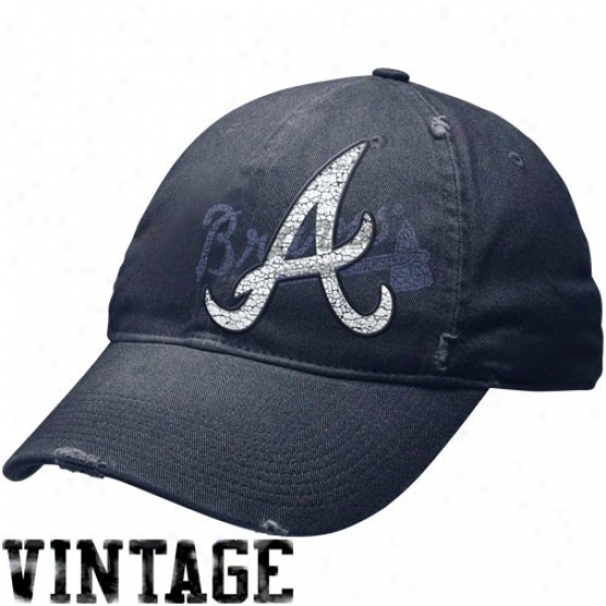 Atlanta Braves Gear: Nike Atlanta Braves Ships of war Blue Stacked Up Heritage 86 Unisex Adjustable Hat