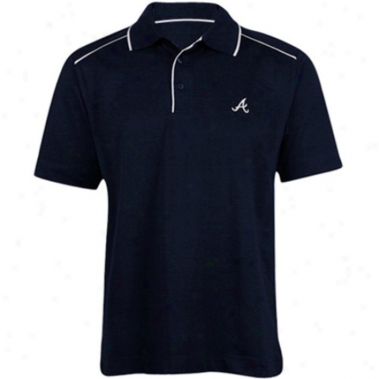Atlanta Braves Golf Shirts : Cutter & Buck Atlanta Braves Navy Blue Alliance Organic Golf Shirts