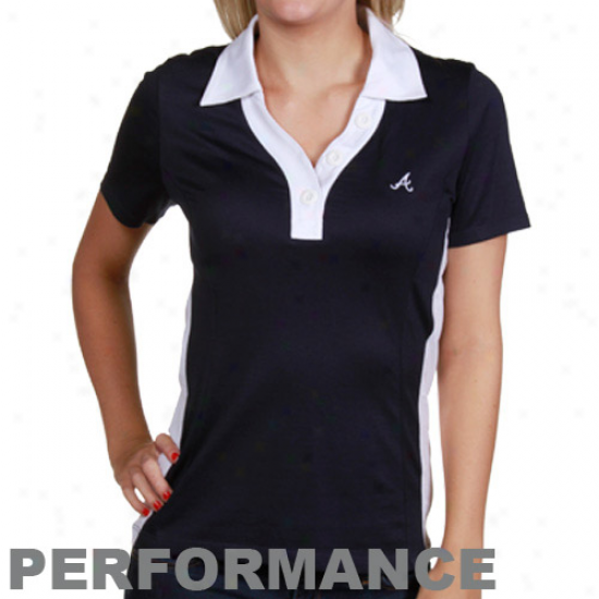 Atlanta Braves Golf Shirts : Cutter & Buck Atlanta Braves Ladies Navy Blue Duet Performance Golf Shirts