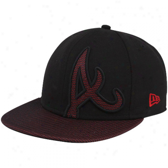 Atlanta Braves Hat : New Era Atlanta Braves Black-scarlet Oveerlay 59fifty Fitted Hat