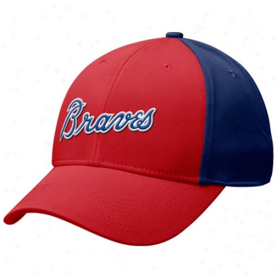 Atlanta Braves Hat : Nike Atlanta Braves Red-navy Blue Cooperstown Tactile Swoosh Flex Hat