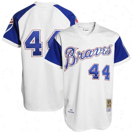 Atlanta Braves Jersey : Mitchell & Ness Hank Aaron Atlanta Braves Cooperstown Authentic Throwback Jersey-#44 White