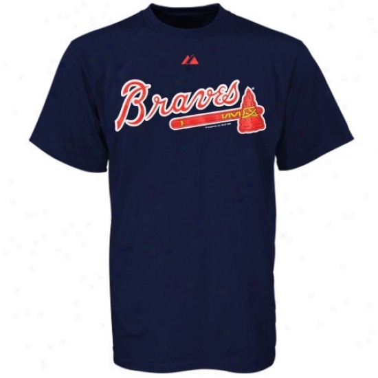 Atlanta Braves T Shirt : Majestic Atlanta Braves Navy Blue Juvenility Wordmark Short Sleeved T Shirt