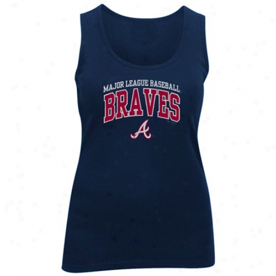 Atlanta Braves T-shirt : Majestic Atlanta Braves Ladies Navy Blue Classic Rebel Tank Top