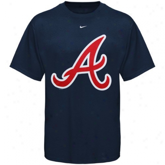 Atlanta Braves T-shirt : Nike Atlanta rBaves Youth Navy Livid Pregnant Logo T-shirt