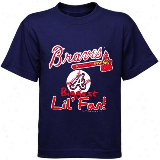 Atlanta Braves Tsirt : Atlanta Braves Infant Ships of war Blue Biggest 'lil Fan Tshirt