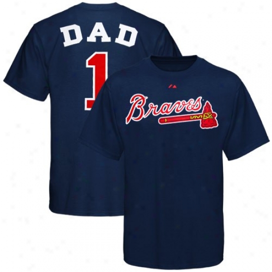 Atlanta Braevs Tshirts : Majestic Atlanta Braves Navy Blue #1 Dad Tshirts