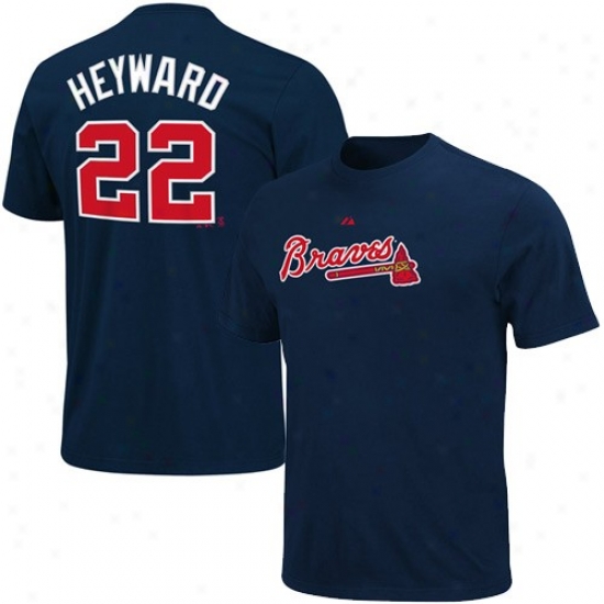 Atlanta Braves Tshirts : Majestic Atlanta Braves #22 Jason Heyward Navy Blue Player Tshirts