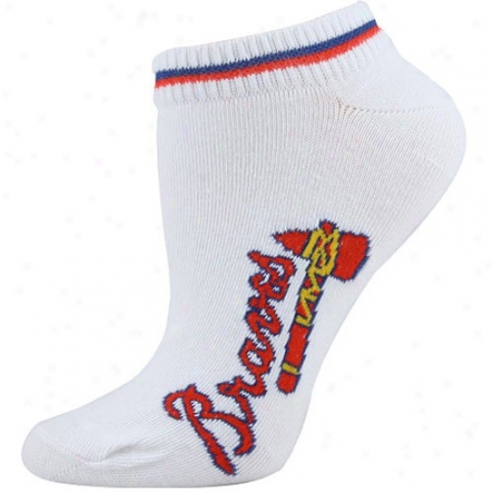 Atlanta Braves White Ladies 9-11 Two Stripe Ankle Socks