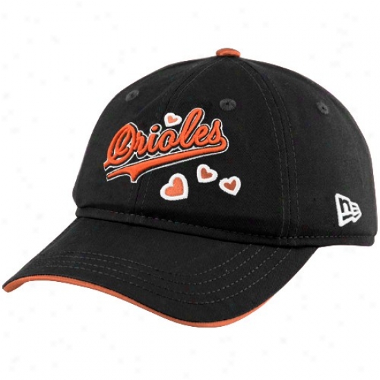 Baltimore Orjoles Caps : New Era Baltimore Orioles Youth Girls Black Team Sweetheart Adjustable Caps