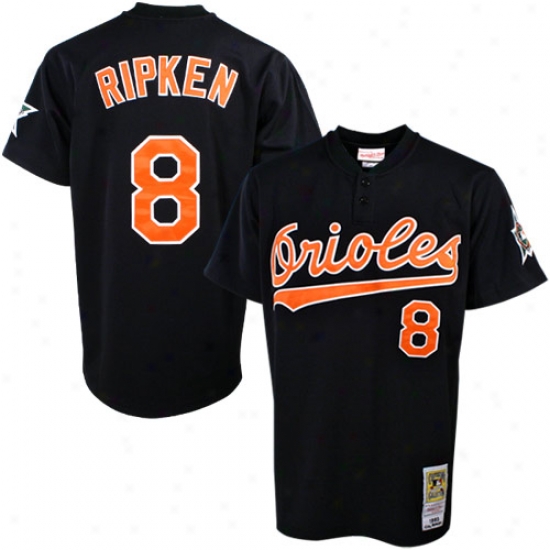 Baltimore Orioles Jersey : Mitchell & Ness Baltimore Orioles #8 Cal Ripken J5. Black Alternate Throwbadk Jersey