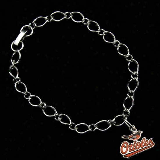 Baltimore Orioles Ladies Silver-tone Charm Bracelet