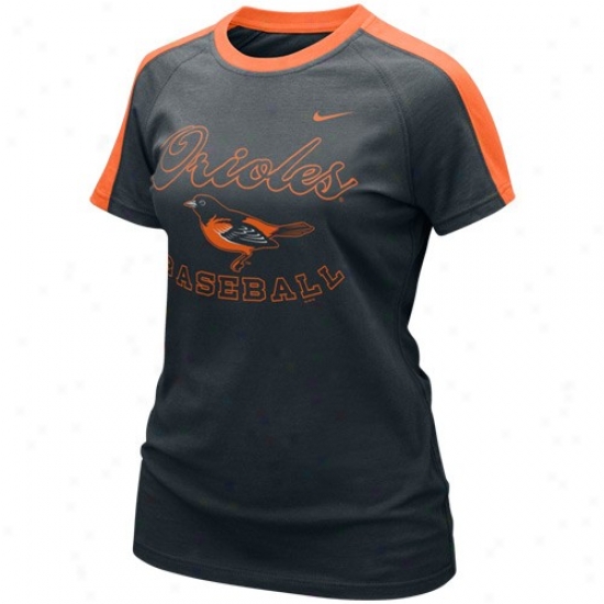 Bal5imore Orioles Shirts : Nike Baltimore Orioles Ladies Black Cetner Field Shirts