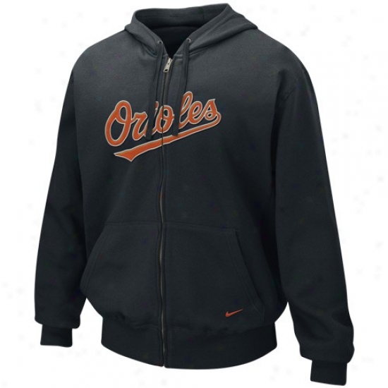 Baltimore Orioles Stuff: Nike Baltimore Orioles Black Tackle Twill Full Zip Hoody Sweatshirt