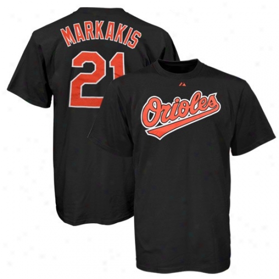 Baltimore Orioles T Shirt : Majestic Baltimore Orioles #21 Nick Markakis Black Players T Shirt