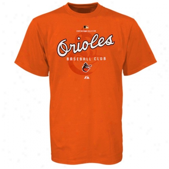 Baltimore Orioles T Shirt : Majestic Baltimore Oriolex Orange Cooperstown Momentum T Shirt