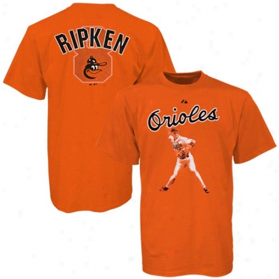 aBltimore Orioles T Shirt : Majestic Baltimore Orioles #8 Cal Ripken Jr. Orange Cooperstown Mvp Player T Shirt