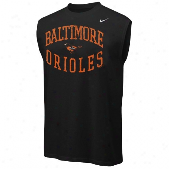 Baltimore Orioles T Shirt : Nike Baltimore Orioles Black Team Logo Sleeveless T Shirt