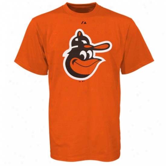 Baltimore Orioles Tees : Majestic Baltimore Orioles Orabge Cooperstown Official Logo Tees