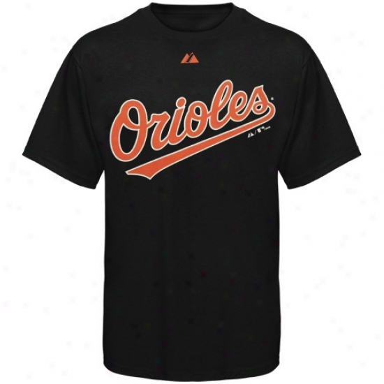 Baltimore Orioles Tshirt : Majestic Baltimore Orioles Youth Black Wordmark Tshirt