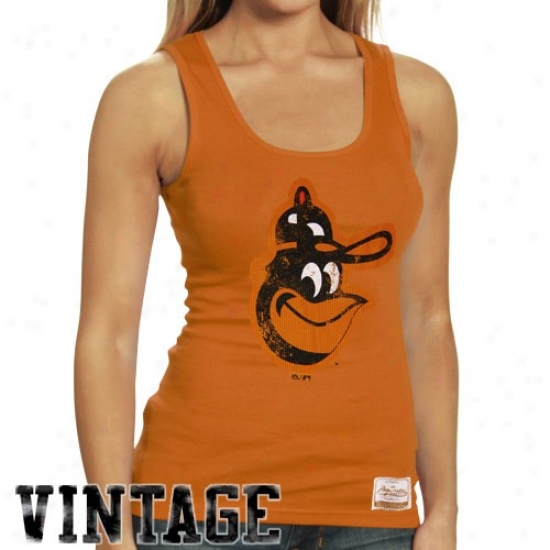 Baltimore Orioles Tshirt : Majestic Select Baltimore Orioles Ladies Orange Racer Vintage Tank Top