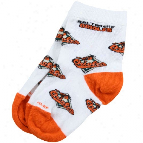 Baltimore Orioles White Infant 903 (0-13) All Over Team Logo Bootie Socks