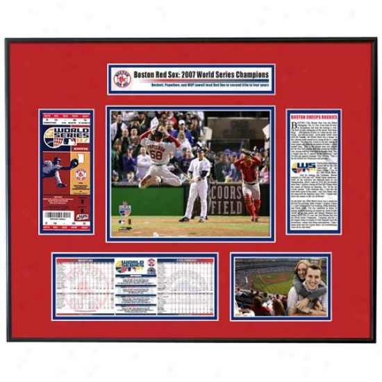 Boston Red Sox 2007 World Series Ticket Frame- Papelbon/varitek Celebration