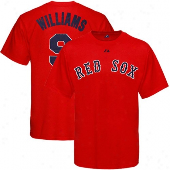 Boston Red Sox Apparel: Majestic Boston Red Sox #9 Ted Williams Red Cooperstown Player T-shirt
