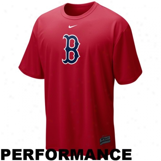 Boston Red Sox Apparel: Nike Boston Red Sox Red Nikefit Mlb Logo Performancr Tahirt