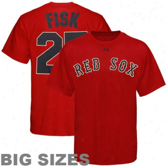 Boston Red Sox Attire: Majestic Boston Red Sox #27 Carlton Fisk Red Cooperstown Player Big Sizes T-shirt