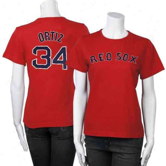 Boston Red Sox Attire: Majestic Boston Red Sox Red #34 David Ortiz Ladies Player T-shirt