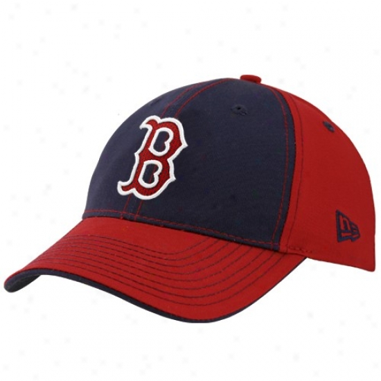 Boston Red Sox Cap : New Era Boston Red Sox Navy Blue-red Nubussy Adjustable Cap