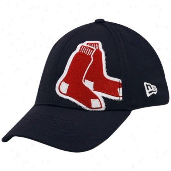Boston Red Sox Cap : New Era Boston Red Sox Navy Blue Side Patch 39thirty Stretch Fit Cap