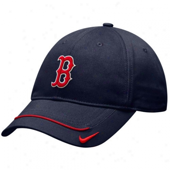 Boston Red Sox aHt : Nike Bosron Red Sox Navy Blue Turnstyle Adjustable Hat