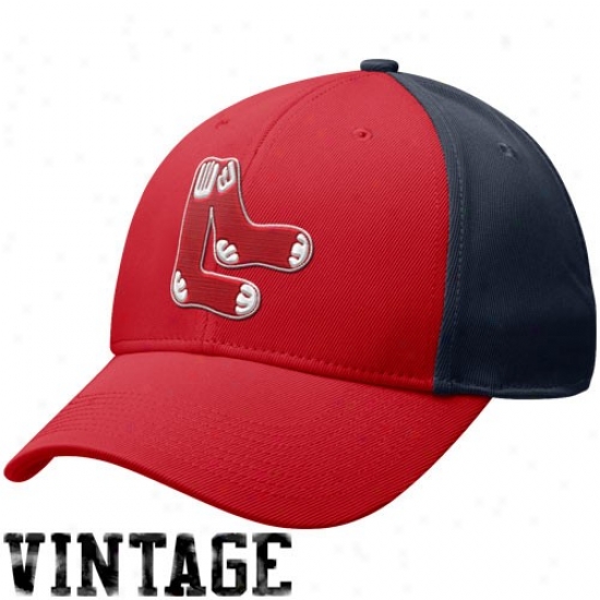 Boston Red Sox Hats : Nike Boston Red Sox Navy Blue-red Cooperstown 2-tone Swoosh Flex Hats