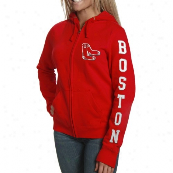 Boston Red Sox Hoodys : Boston Red Sox Ladies Red Charmed Full Zip Hoodys