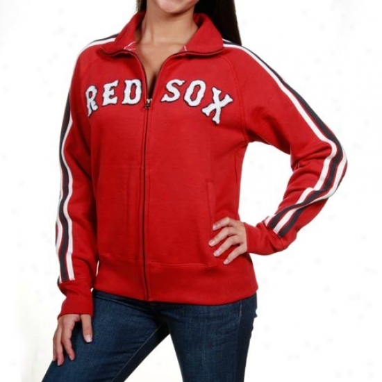 Boston Red Sox Jaccket : Banner '47 Boston Red Sox Ladies Red Spirit Track Full Zip Jacket