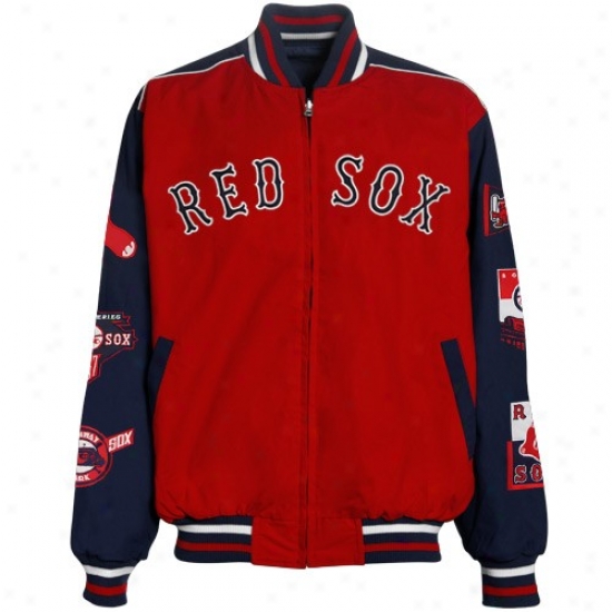 Boston Red Sox Jacket : Boston Red Sox Red-navy Blue Reversible Team Varsity Full Zip Jacket
