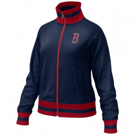 Boston Red Sox Jacket : Nike Boston Red Sox Ladies Ships of war Blue Track Jacket