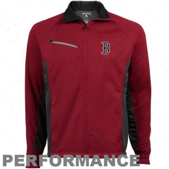 Boston Red Sox Jackets : Antigua Boston Red Sox Red Motion Full Zip Performance Jackets