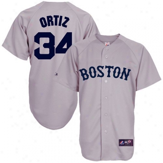 Boston Red Sox Jersey : Majestic Boston Red Sox #34 David Ortiz Gray Replica Baseball Jersey