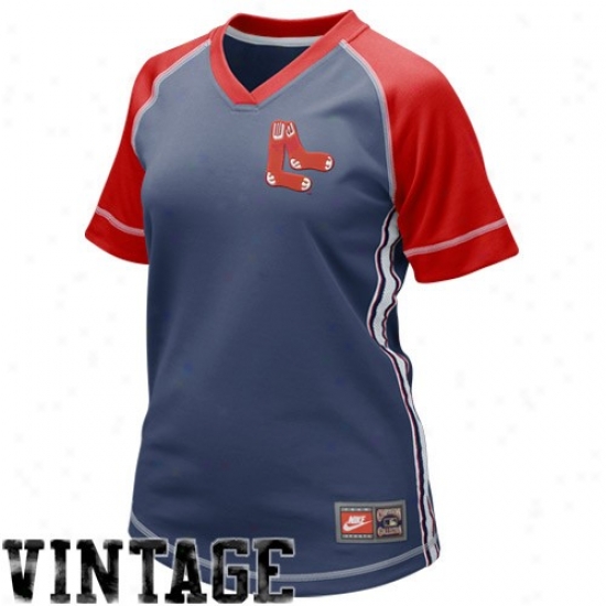 Boston Red Sox Jersey : Nike Boston Red Sox Ladies Navy Blue Cooperstown Throwback Basball Jersey