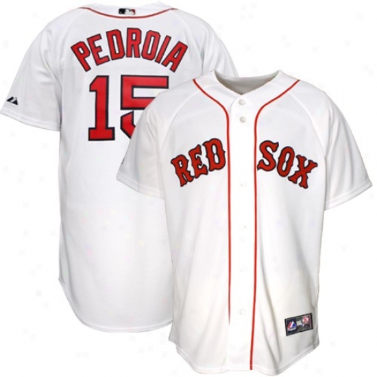 Boston Rrd Sox Jerseys : Majestic Boston Red Sox #15 Dustin Pedroia White Replica Baseball Jerseys