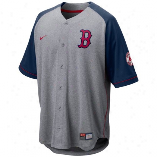 Boston Red Sox Jerseys : Nike Bsoton Red Sox Ash-navy Blue At 'em Full Button Baseball Jerseys