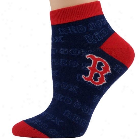 Boston Red Sox Ladies Navy Blue Backkground Repeat Ankle Socks