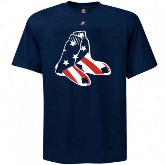 Boston Red Sox Shirt : Majestic Boston Red Sox Navy Blue Stars And Stripes Logo Shirt