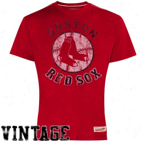 Boston Red Sox Shirt : Mitchell & Ness Boston Red Sox Red Retro Cooperstown Premium Shirt