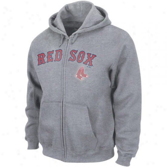 Boston Red Sox Sweat Shirt : Majestic Boston Red Sox Ash Havoc Full Zip Sweat Shirt