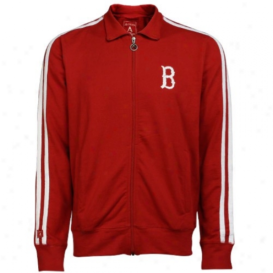 Boston Red Sox Sweat Shirts : Antigua Boston Red Sox Red Amsterdam Full Zip Track Jacket